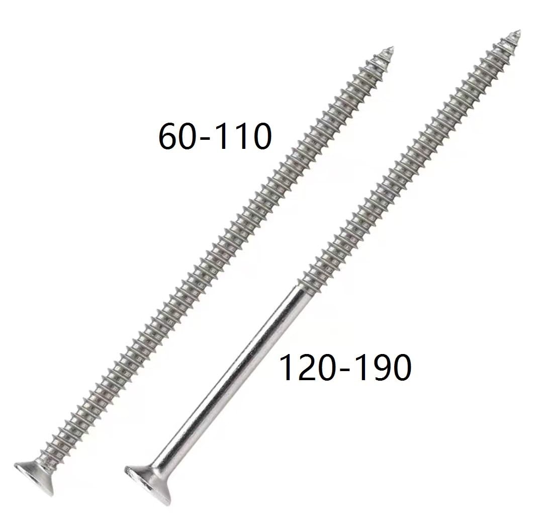 20 Stück M4 Flachkopf-Gewindeschneide-Lange Holzschraube Edelstahl-Kreuzsenkkopf-selbstschneidende Lange Holzschrauben, for Holzbearbeitungs-, BAU- und DIY-Projekte(140mm)