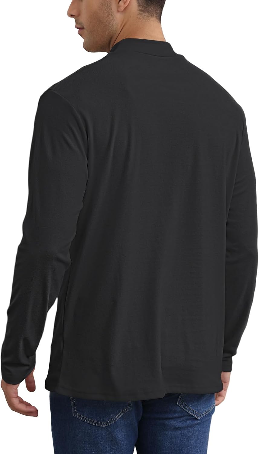Mens Casual Mock Turtleneck T-Shirts Long Sleeve Thermal Stretchy Pullover Basic Lightweight Undershirt Sweater Tops - Image 4