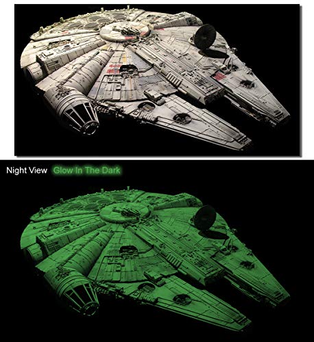 Picture Sensations® Glow In The Dark Framed Canvas Art Print, Star Wars Millennium Falcon Wall Canvas Art - 36"x20"