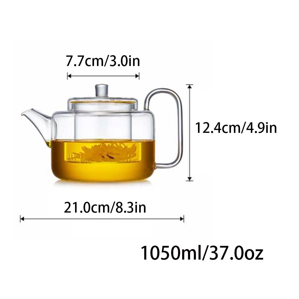 Czajnik do herbaty klasyczny przezroczysty szklany czajniczek do domu duża pojemność herbata owocowa czajnik zestaw do herbaty z uchwytem zaparzacz do herbaty 1050 ml łatwy w użyciu (z