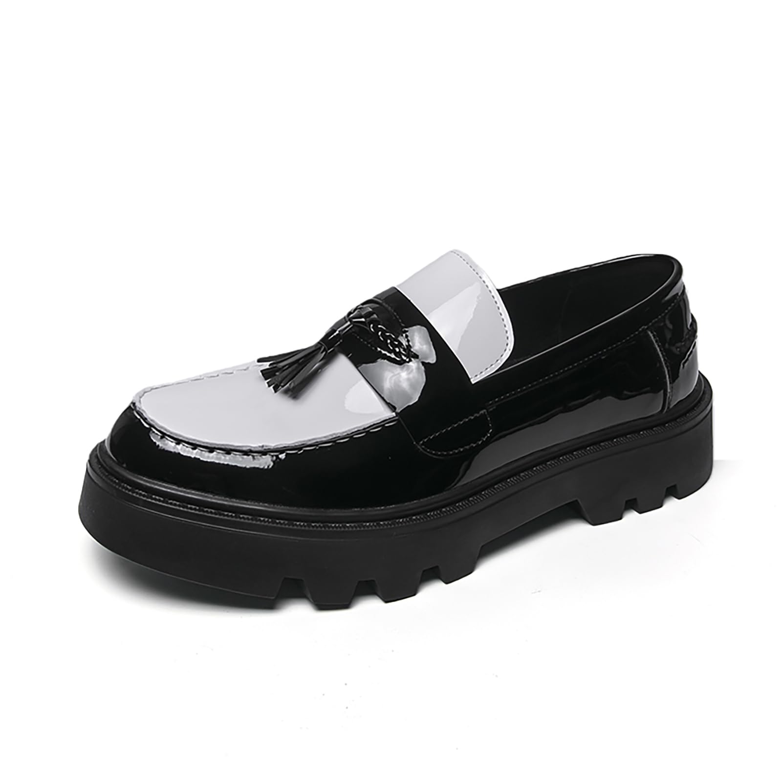 Mocasines De Charol Sintético con Borlas para Hombre Zapatos De Vestir Elegantes Formales De Estilo Business Casual Y Sin Cordones
