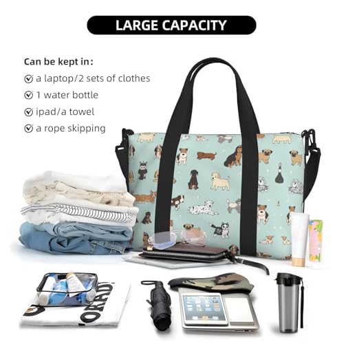 Vielseitige Handtasche mit Hundemotiv für Reisen, handgehaltene Crossbody-Tasche für jeden Bedarf, Schwarz , Einheitsgröße