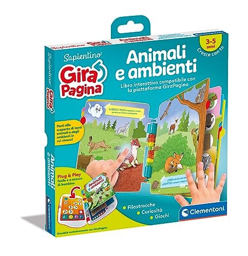 Clementoni - 16643 - Sapientino - Girapagina, Animali E Ambienti - Libro Educativo Ed Interattivo per Stimolare L'Interesse alla Lettura, per Bambini dai 2 Anni (Gioco in Italiano