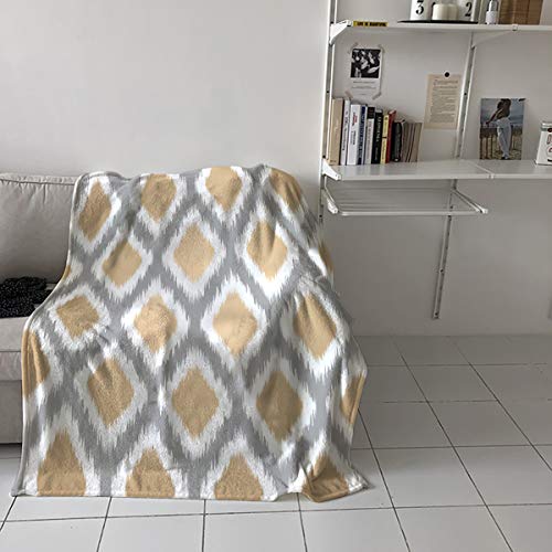 Flannel Throw Blanket Beige Gray Ethnic Boho Ikat Pattern Lightweight Fleece Bed Blanket Vertical Soft Warm Blanket All Season Sofa/Couch/Chair For Child Adults 40 X 50 Inch #TOP3