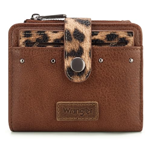 Montana West X Wrangler Small Womens Wallet Leopard Print Women's Wallets, Card Cases & Money Organizers Small Bifold Card Wallet with Removable ID Window