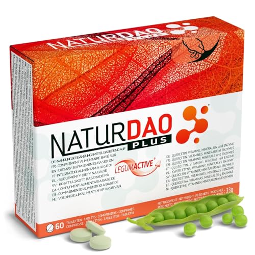NATURDAO PLUS® 60 comprimidos DAO 3.000.000 HDU por día, dosificación perfecta con 1.000.000 HDU por comprimido (3 tabletas/día) 8 cofactores, quercetina, catalasa, vitaminas, cobre y zinc