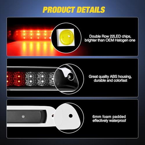Image of Nilight Third Brake Light for Chevy Colorado GMC Canyon 2004-2012, Smoked