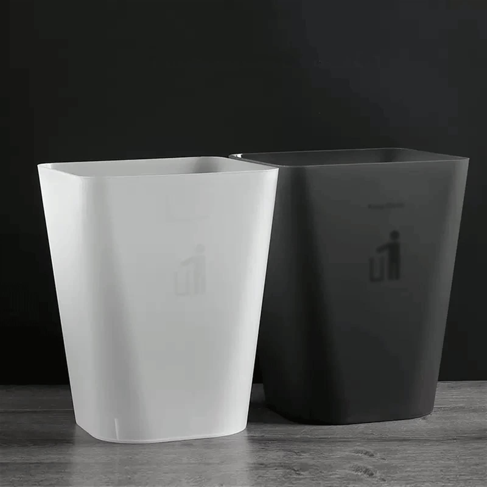 bidoni per la cucina Pattumiera quadrata senza coperchio Pattumiera in plastica semplice e bella for la spazzatura dell'ufficio domestico bidoni per la polvere per la cucina(Nero,Piccolo)