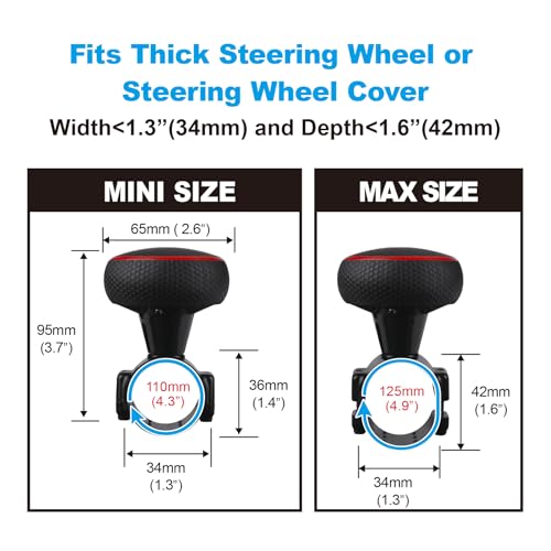 Hypersonic Lenkradknauf für dicke Lenkräder – Großer Lenkradkreisel für Autos, LKWs, Traktoren, Gabelstapler, Rasenmäher usw