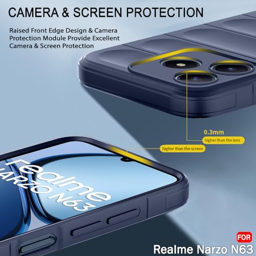 Image of TheGiftKart Liquid Silicon Back Cover Case for Realme C63 / Narzo N63 | Shockproof Military Grade Protection | Micro-Fibre Cloth On Inner Side | Built-in Anti-Slip Grip Back Cover Case (TPU, Blue)