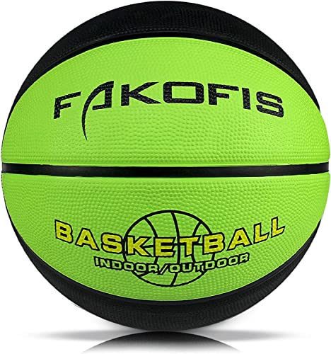FAKOFIS Childrens Basketball Size 3 Youth Basketballs Size 5 Size 7 Outdoor Indoor Street Basketball Arena Training Adult Beginners Basketballs (Green 3)