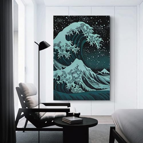Great Wave Off Kanagawa Night Sky décoration murale artistique 40x60