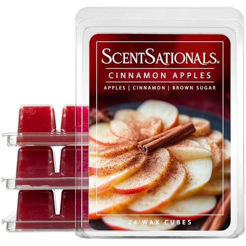 Scentsationals Christmas Wax Melts, Wax Cubes Strong Scent - Cinnamon Apples - Long Lasting Scented Melts for Warmer, 10oz (24-Cubes)