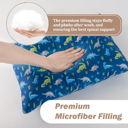 Image of Bunnikins & Clover Toddler Pillows with Pillowcase, 13 inchx18 inch Soft Cotton Kid Pillows for Sleeping, Bedding Small Pillow for Boys and Girls Aged 2-5 Years