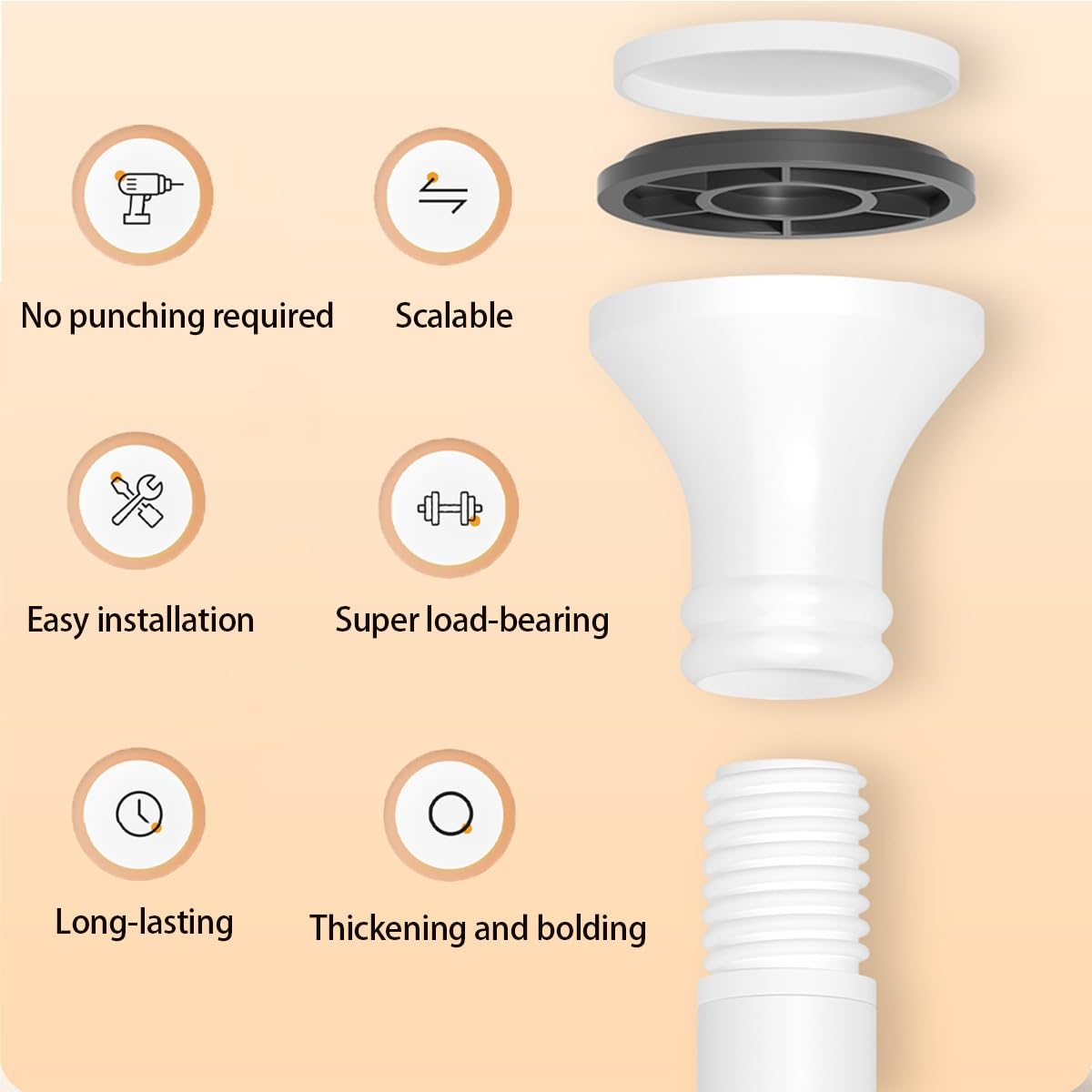 Asta di tensione regolabile senza foratura 310400 3 m di diametro facile da installare grigio Curt Pole per decorazione domestica e trattamento finestre perfetto per qualsiasi stanza