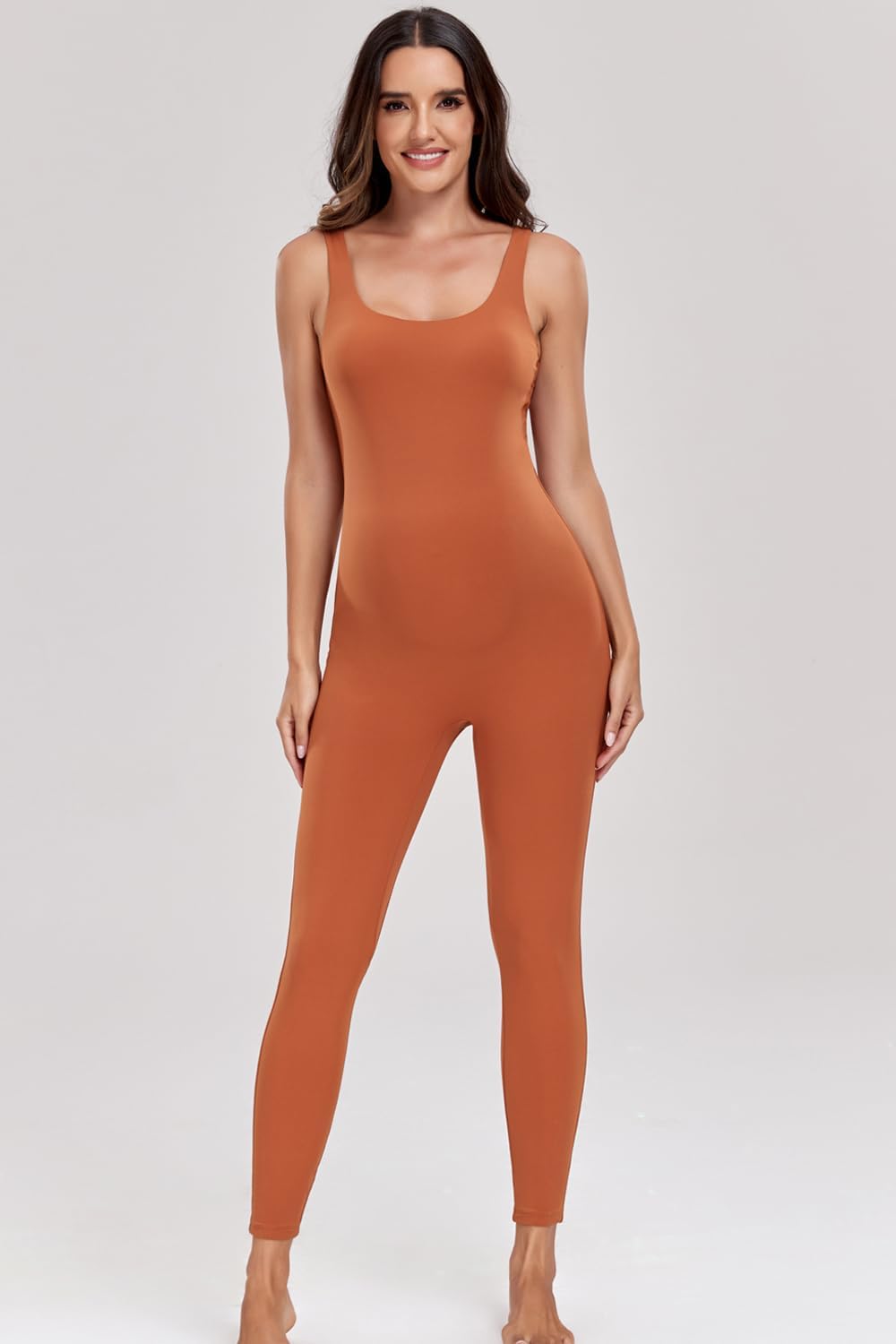 Lataly Women's Maternity Bodysuit Pregnancy Jumpsuit Romper Shapewear Tank Top Leggings - Image 3