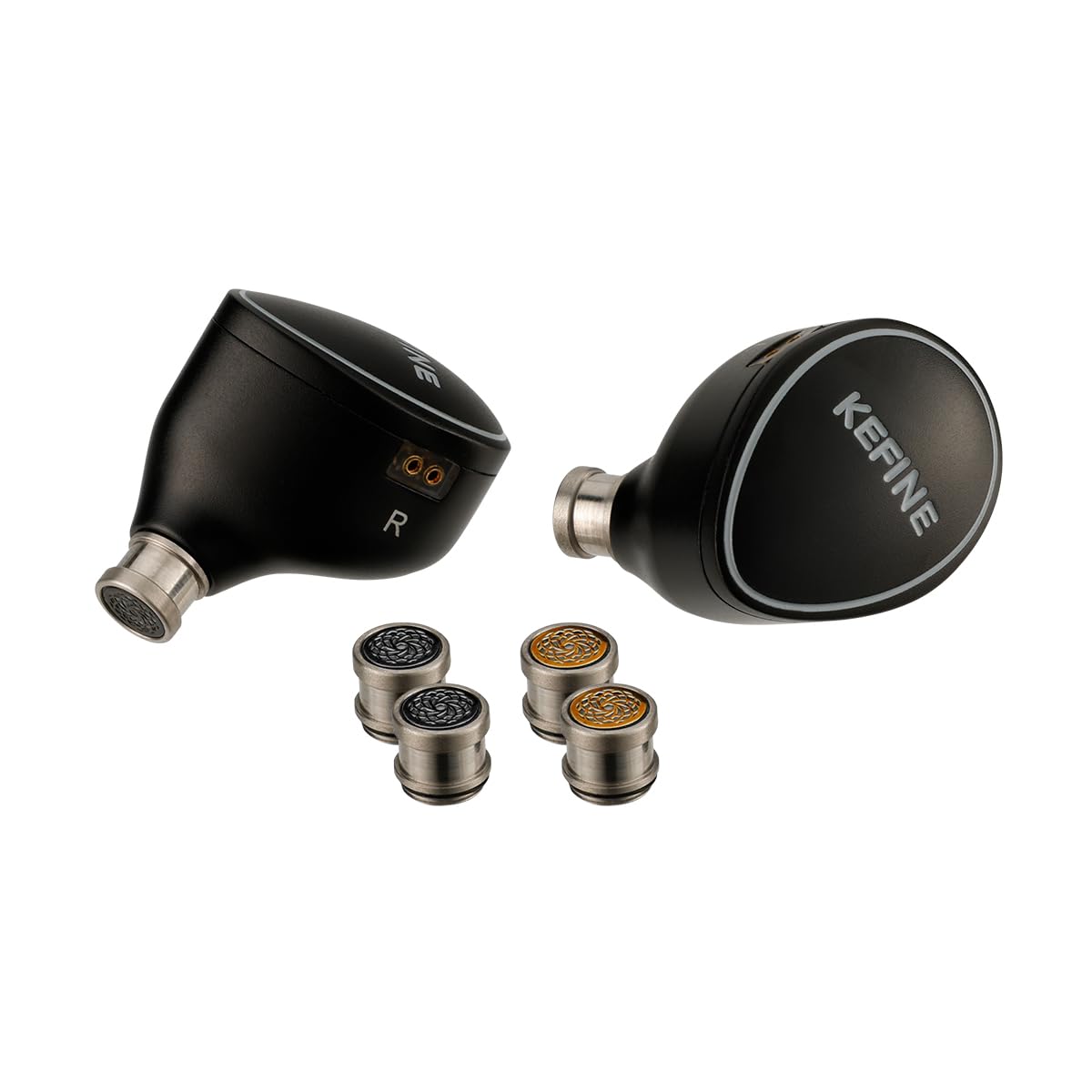 KEFINE Quatio - Auriculares híbridos IEM, monitores intraurales 2DD+2BA, auriculares con cable de alta fidelidad con boquillas de afinación reemplazables, carcasa de aluminio CNC, enchufes