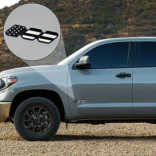 Image of CONGCONG Tri-Color Emblem Grille Fender Hood Side Skirt Bumper Side Mirror Dashboard Accessories Fit for Toyota Tacoma 4Runner Tundra Rav4 Various Automobiles Flat Area.(American Flag Black)