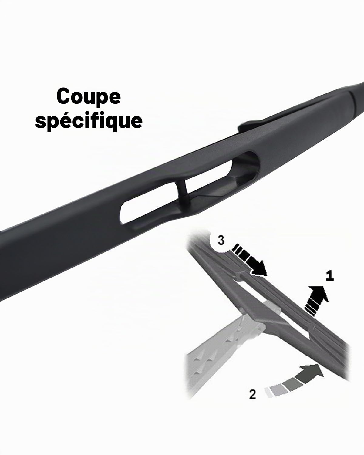 Kit de 3 Essuie-Glaces Compatible avec Peugeot 2008 A94 (2013-2018) | Avant 26"+16" & Arrière 12" | Silencieux