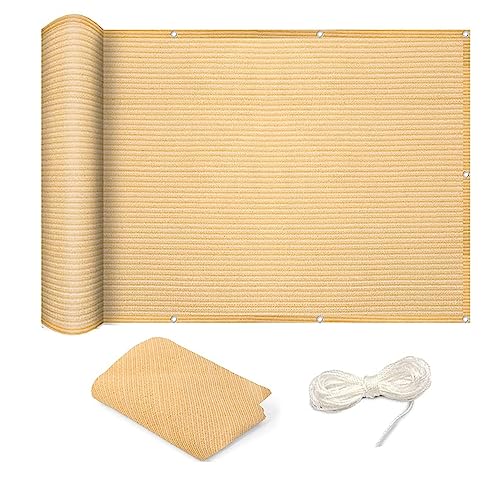 Voile d'ombrage rectangulaire 2.8x7.5m polyester jaune sable pour terrasse - 2