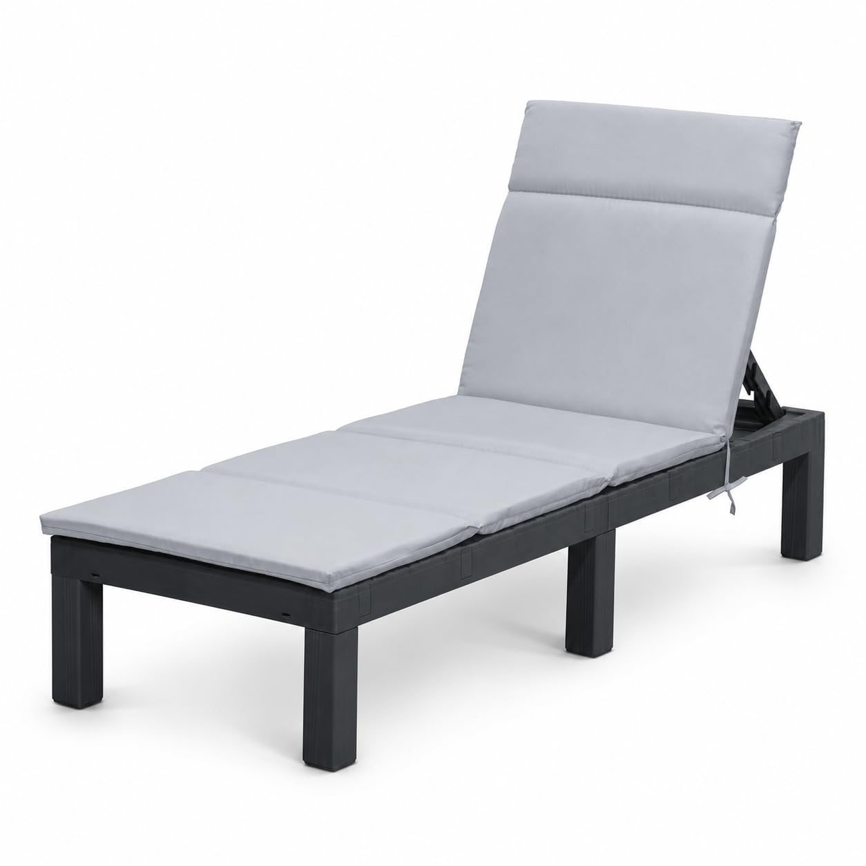 Koll Living Gartenliege Miami | Sonnenliege Kunststoff Anthrazit/Grau | 187 x 60 x 29 cm | belastbar bis 120 kg Liegestuhl wetterfest & pflegeleicht