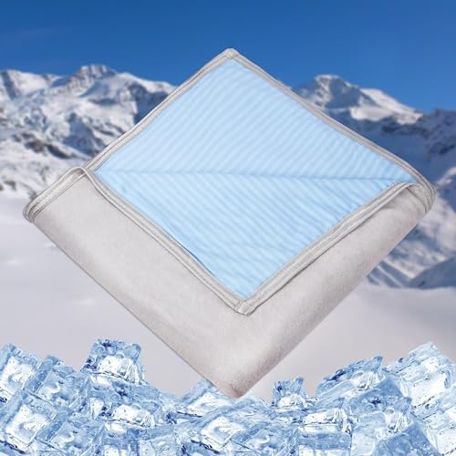 Uplayteck Kühldecke 150 x 200cm, Leichte Sommerdecke mit Japanische Arc-Chill Q-Max0.44 Kühlfasern, 2 in 1 Doppelseitig Kühlende Decke, Kühldecke zum Schlafen, für das Sofa und für zu Hause(Blau)