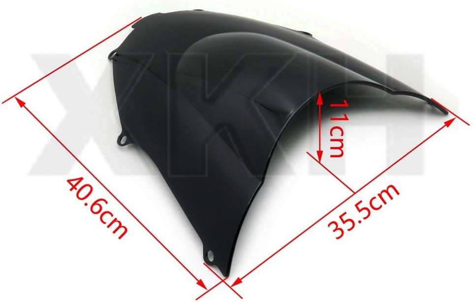 XKH- Double Bubble Windscreen Windshield fo Compatible with Kawasaki Ninja ZX9R 2000-2005 Black [B074V4F53Z]