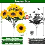 TURNMEON 28Pcs Sunflowers Artificial Flowers for Outdoors Summer Decor, 4 Pack Fake Flowers Silk Faux Sunflower Bouquet Arrangement for Vase Wedding Table Home Porch Indoor Outdoor Cemetery Decor - Image 2