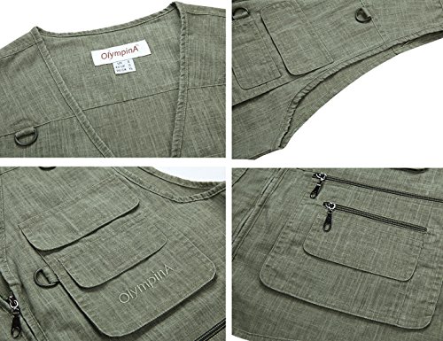 image for Flygo Men's Summer Casual Fishing Photography Vest Multiple Pockets Ou