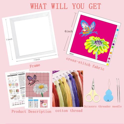 Image of Tiwabb Cross Stitch Kits for Adults Beginners,Easter Egg Cross Stitch Kits with Framed,Embroidery Kit for Beginners,Partial Rabbit 11CT Cross-Stitch Arts and Crafts for Adults 6.7x6.7inch