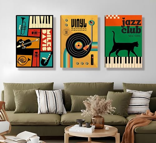 Framed 3Pcs Vintage Jazz Music Themed Canvas Print Wall Art 12x16 Inches by JWDXNOOK - Used condition - Image 7