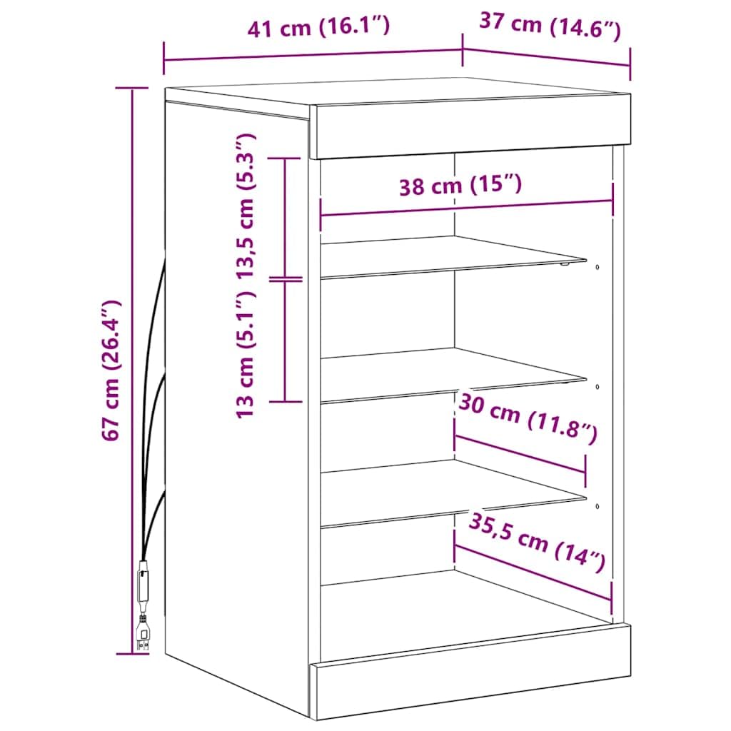 vidaXL Buffet avec Lumières LED, Armoire Latérale de Rangement, Organisateur de Salon Salle de Séjour Maison Intérieur, Moderne, Blanc
