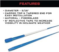 Vista 4 de The ROP Shop Paquete de 20 marcadores de entrada de 48 pulgadas de largo y 516 pulgadas de diámetro, color azul con cinta reflectante