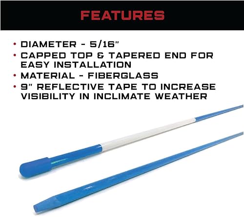 Miniatura 4 de The ROP Shop  Paquete de 100 estacas de nieve azules, marcadores de calzada, postes y varillas  48 pulgadas de largo, 516 pulgadas