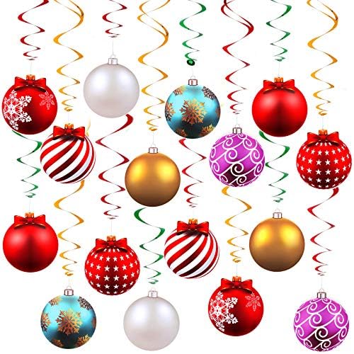 Skylety 36 Pcs Christmas Hanging Foil Swirl Decorations Party Cei...