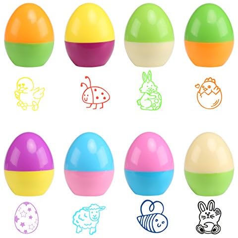 Naler 8pcs Happy Easter Egg Self-inking Stamper for Kid to Decorate Card & Craft Party Game Gift 43mm * 34mm Cover