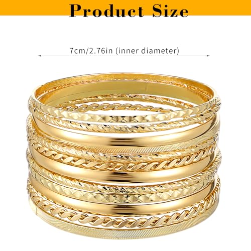 12pcs Good Bangles for Women Boho Stackable Bangle Bracelets,Multi Layer Stackable Gold Stack Bracelets for Women Boho Jewelry Gift Mixed Metal Textured2