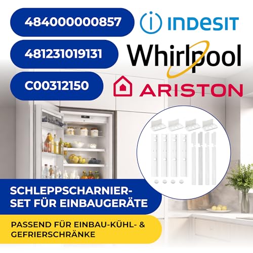 4er-Set Türmontageset Schleppscharnier Kühlschrank & Gefrierschrank mit Originalcode C00312150 für Indesit für Ariston 481231019131 484000000857 für Whirlpool | 3 Jahre Garantie