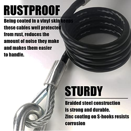 Aymmic 44'' Trailer Safety Cables, Self-Coiling Towing Coiled Safety Cables With Vinyl-Coated, 17/32'' S-Snap Hooks With Safety Latches, 7,500Lbs Break Strength, 2 Pack #TOP5
