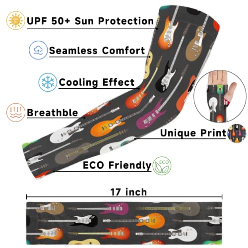 Mangas de braço para homens e mulheres, proteção solar UV de guitarra, mangas de golfe, manga de cob