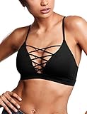 Choco Mocha Triangle Strappy Bralette for Women Unpadded Bra Black M