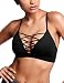 Choco Mocha Triangle Strappy Bralette for Women Unpadded Bra Black M
