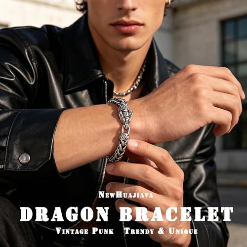 Pulsera para hombre de acero inoxidable con diseño dragón miniatura 2