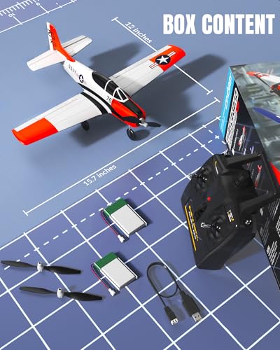 VOLANTEXRC RC Plane for Beginners, 4CH WWII RC Airplane T28 Trojan with Aileron, 2.4Ghz Remote Control Plane with Xpilot Self Righting & One Key Aerobatic for Adults (761-9 RTF)
