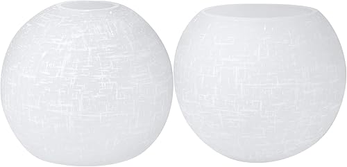 Paquete de 2 globos de vidrio de lino blanco de repuesto para accesorios de iluminación, 5.9 pulgadas de diámetro, pantalla de lámpara de globo de