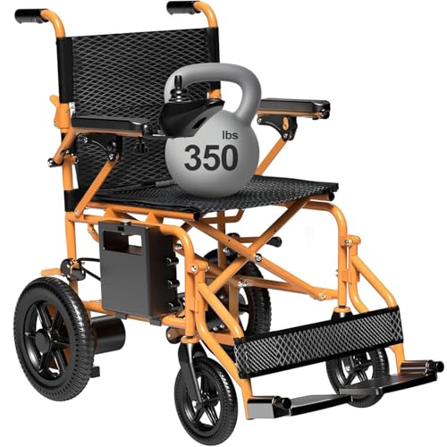 Image of Electric Wheelchairs for Adults, Foldable Power Wheelchairs 15+ Miles Long Travel Range for All-Terrain, Lightweight Durable Motorized Wheelchair for Seniors, Orange