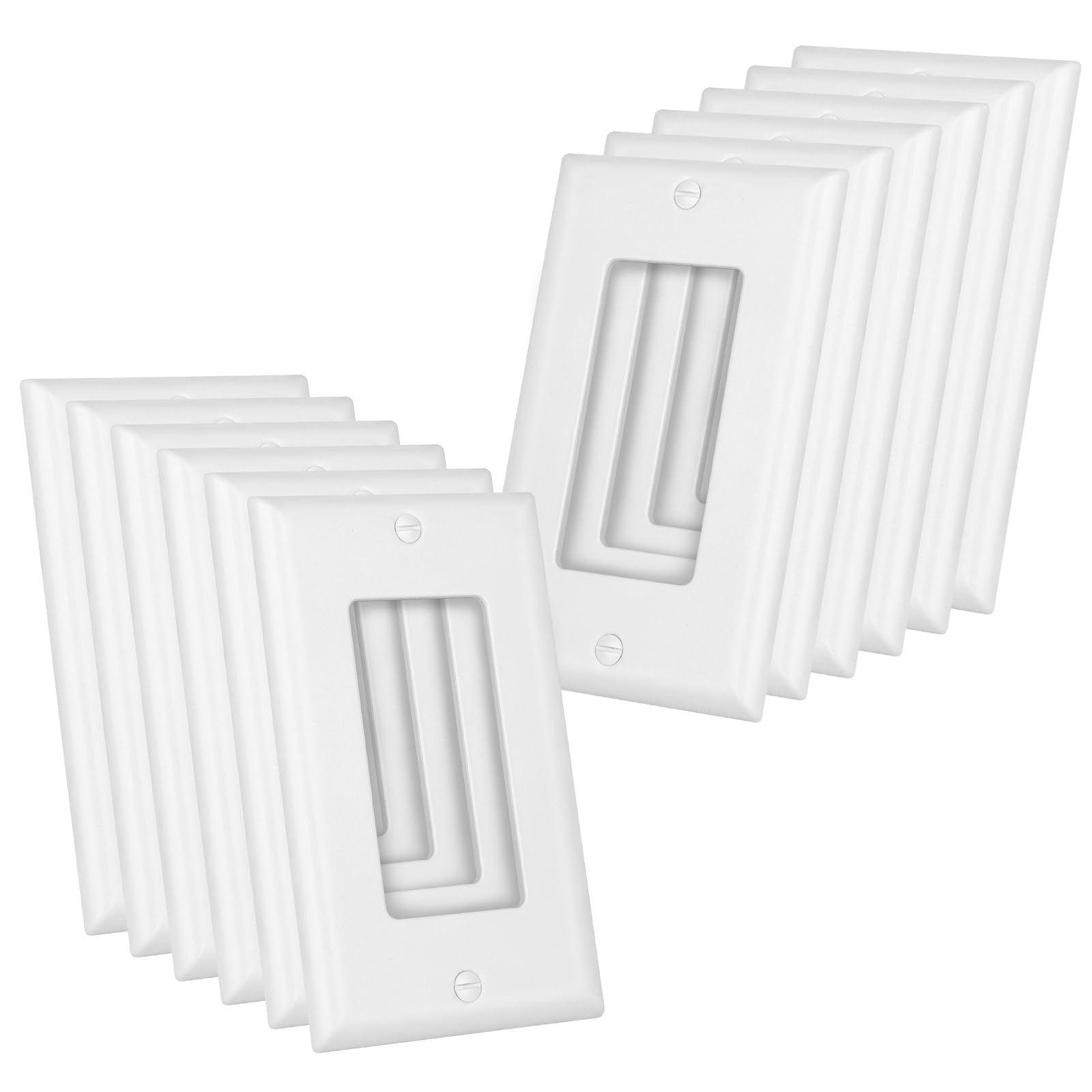 Photo 1 of 12 Pack Decorator Light Switch Cover Plate, Single Wall Plates, Standard Size 1-Gang 4.53" X 2.76", Unbreakable And High Temperature Resistant Outlet Covers Wall Plate, White