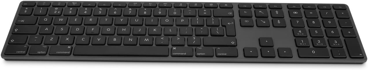 Angled front view of the LMP WKB-1243 wireless keyboard, highlighting its slim profile and keycap design.
