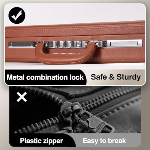 Briefcases for Men, Anti-Theft Longwave Lock Briefcase with 16 Inch Laptop Compartment, Waterproof Faux Leather, Brief Cases Men with Multi File Organizer, Perfect for Office, Travel (Brown)4