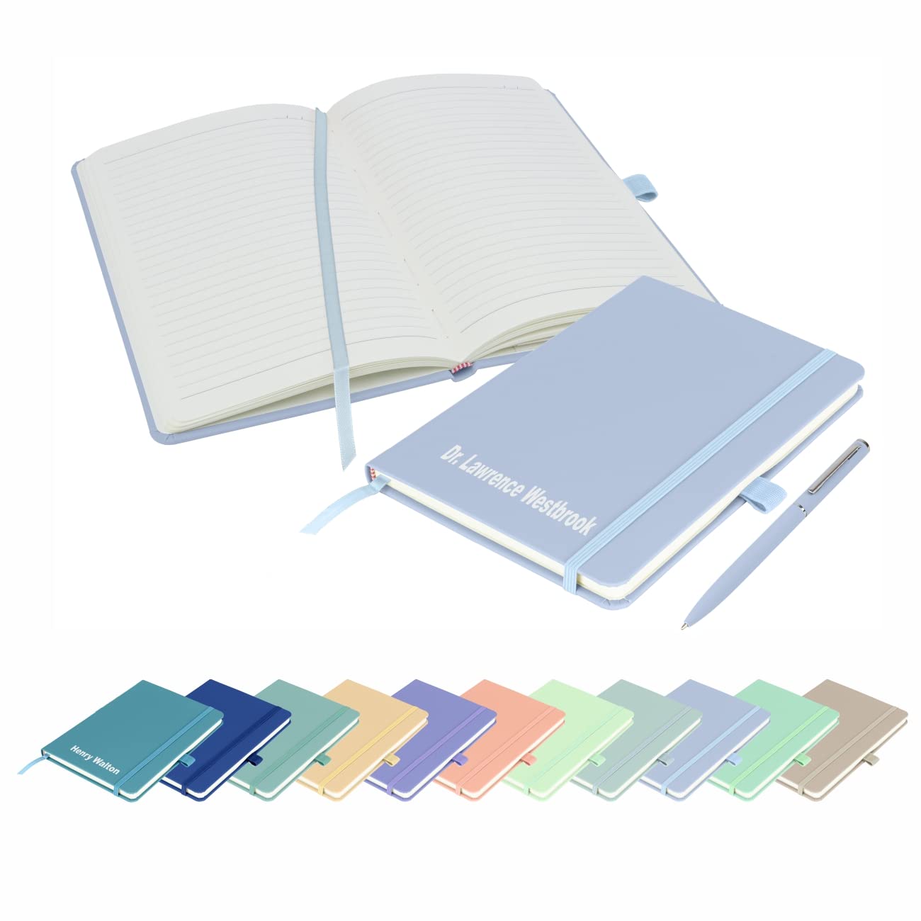That's My Pencil Pastel Shades A5 Notebooks Personalised with name/Note Pad- Printed with Name with a matching pens (Pastel Sky Blue) — image 1